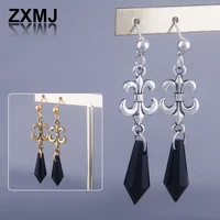 zxmj new anime earrings fashion crystal earrings for women trendy cosplay props earring dark night crystal ear rings jewelry