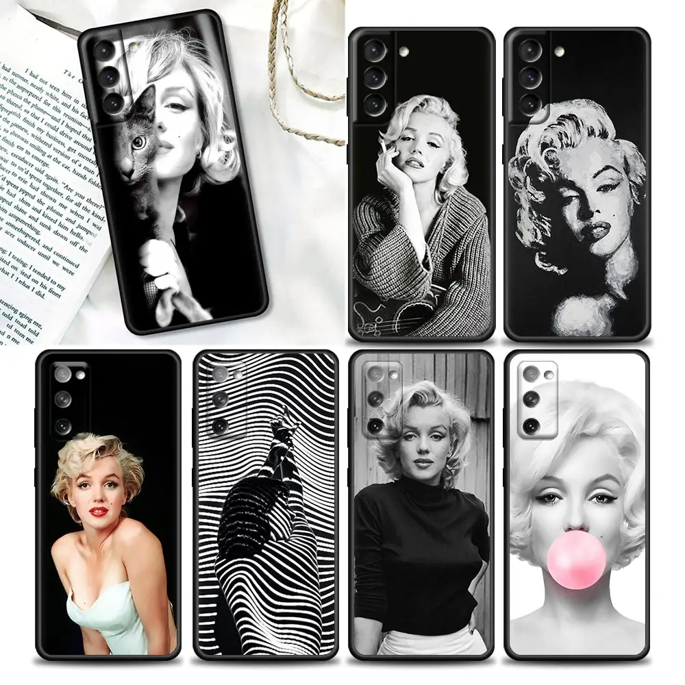 

Marilyn Monroe Phone Case For Samsung Galaxy S20 S21 FE S10 S9 S8 S22 Plus Ultra S10e Lite Case Fashion Monroe Black Soft Cover