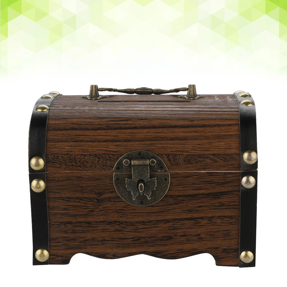 

Wooden Coin Bank Wooden Trunk Chest Decorative Wooden Suitcases Wooden Box Vintage Treasure Box Vintage Jewelry Box