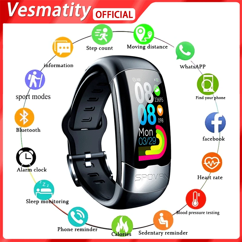

ECG PPG Smart Bracelet HRV Heart Rate Blood Pressure Monitor Smart Band Men IP67 Waterproof Running Swimming Sport SmartBracelet