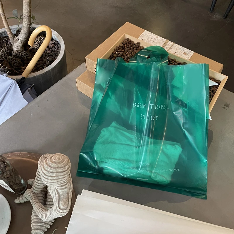 StoBag 50 шт. Прозрачная черная сумка-тоут для покупок пластиковая сумка упаковки