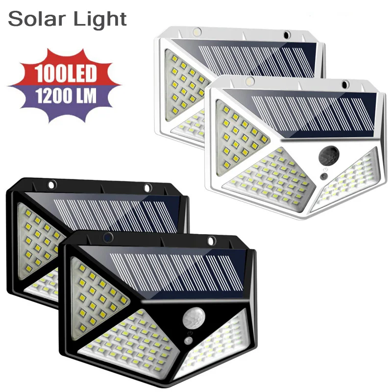 

Outdoor 100 LED Solar Light Motion Sensor Waterproof Sunlight Garden Decoration Street Lights Solar Powered Lantern Wall Lamp
