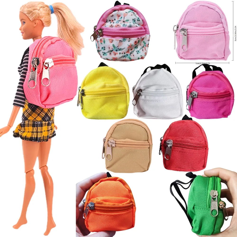 Barbies Backpack Doll Clothes Accessories Zipper Canvas Style for 11.8inch Barbies BJD Doll Accessories Bag,Dollhouse Ministur