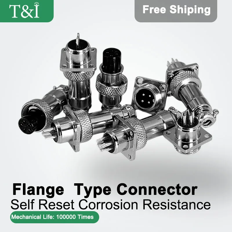 

5/10 Sets GX12 GX16 GX20-2/3/4/5/6/7/8/9/10/12/14Pin Flange Fixed Butt Joint Waterproof Aviation Connector Plug Socket