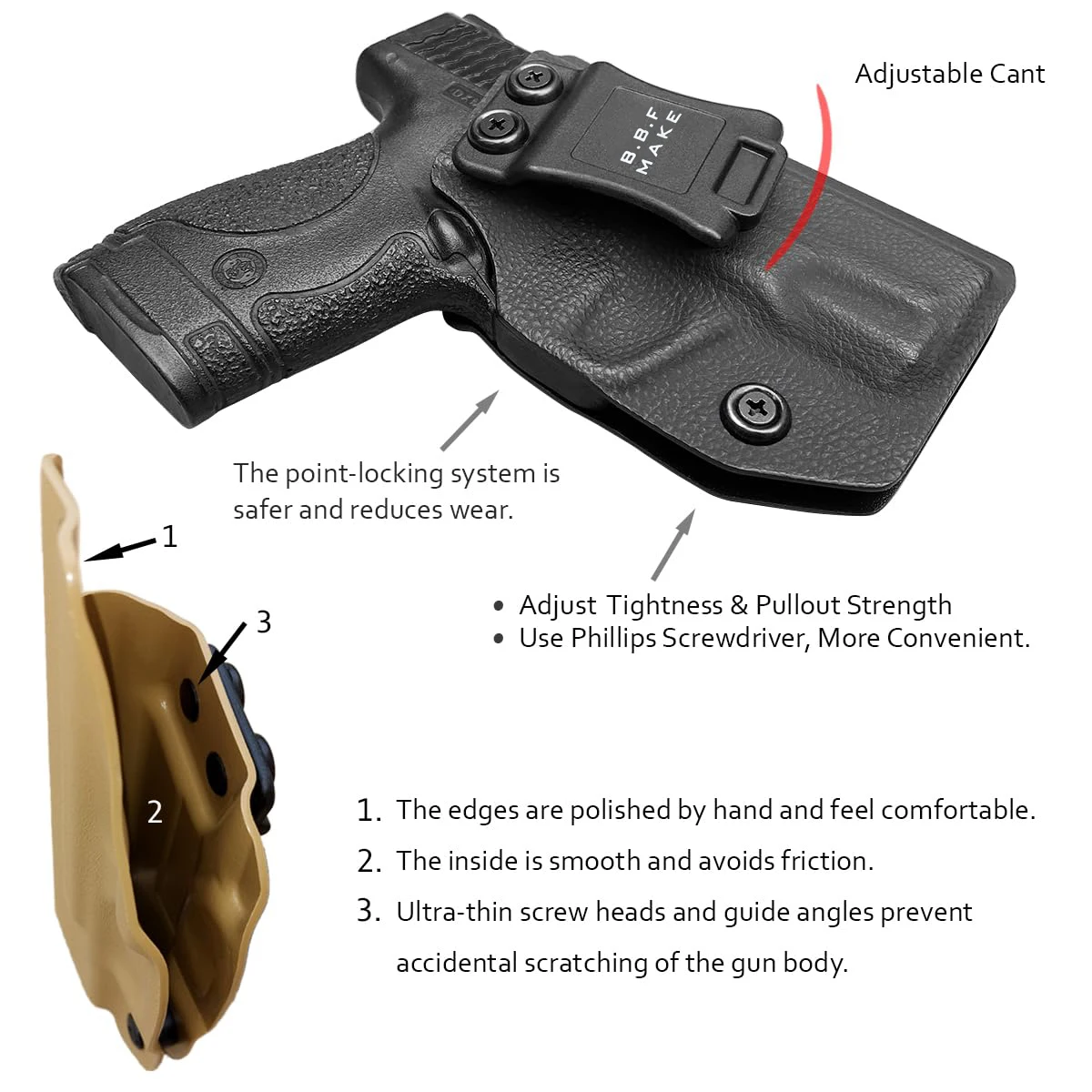 M & P щит 9 мм кобура IWB Dermatoglyph Kydex для Smith Wesson мм. 40 3 1 "ствол S W чехол справа