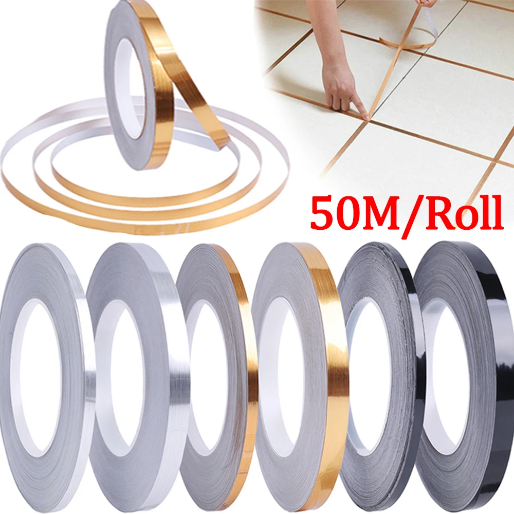 

50M Self-Adhesive Ceramic Tile Mildewproof Gap Tape Waterproof Seam Line Tile Tapes Floor Tape Sticker for Home Kitchen Decor