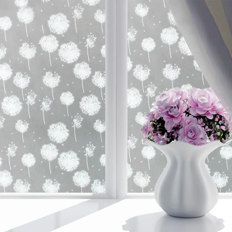 Водонепроницаемая оконная пленка для ванной комнаты с цветами матовая