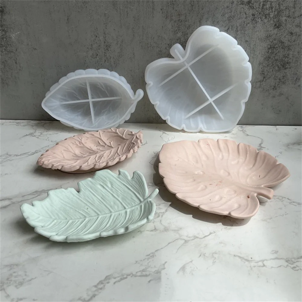

3D Leaf Silicone Mold Gypsum Clay Ginkgo Leaves Palm Leaf Jewelry Tray DIY Epoxy Resin Storage Plate Plaster Concrete Mold Craft