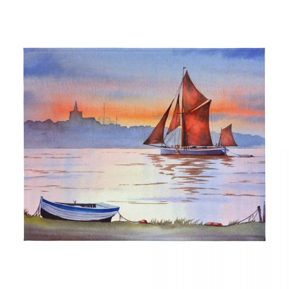 Фото Одеяло Thames Barge At Maldon Essex England, меховые изделия, мягкое постельное белье, теплые одеяла №2