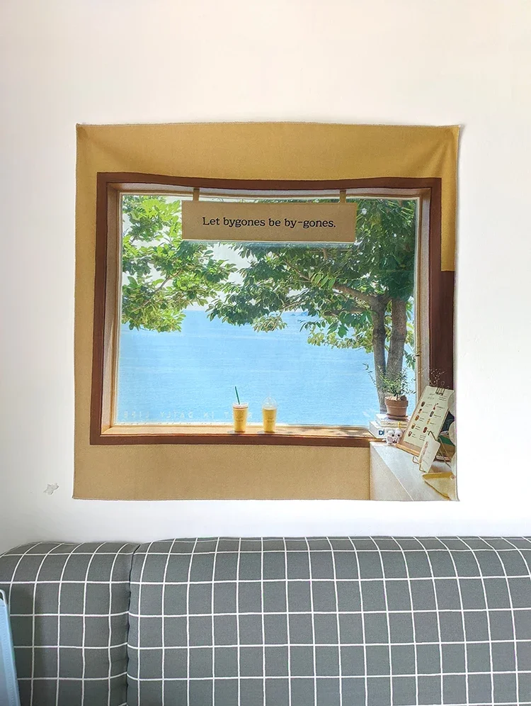 Картина для окон с видом на море декоративная подвесная ткань декора комнаты