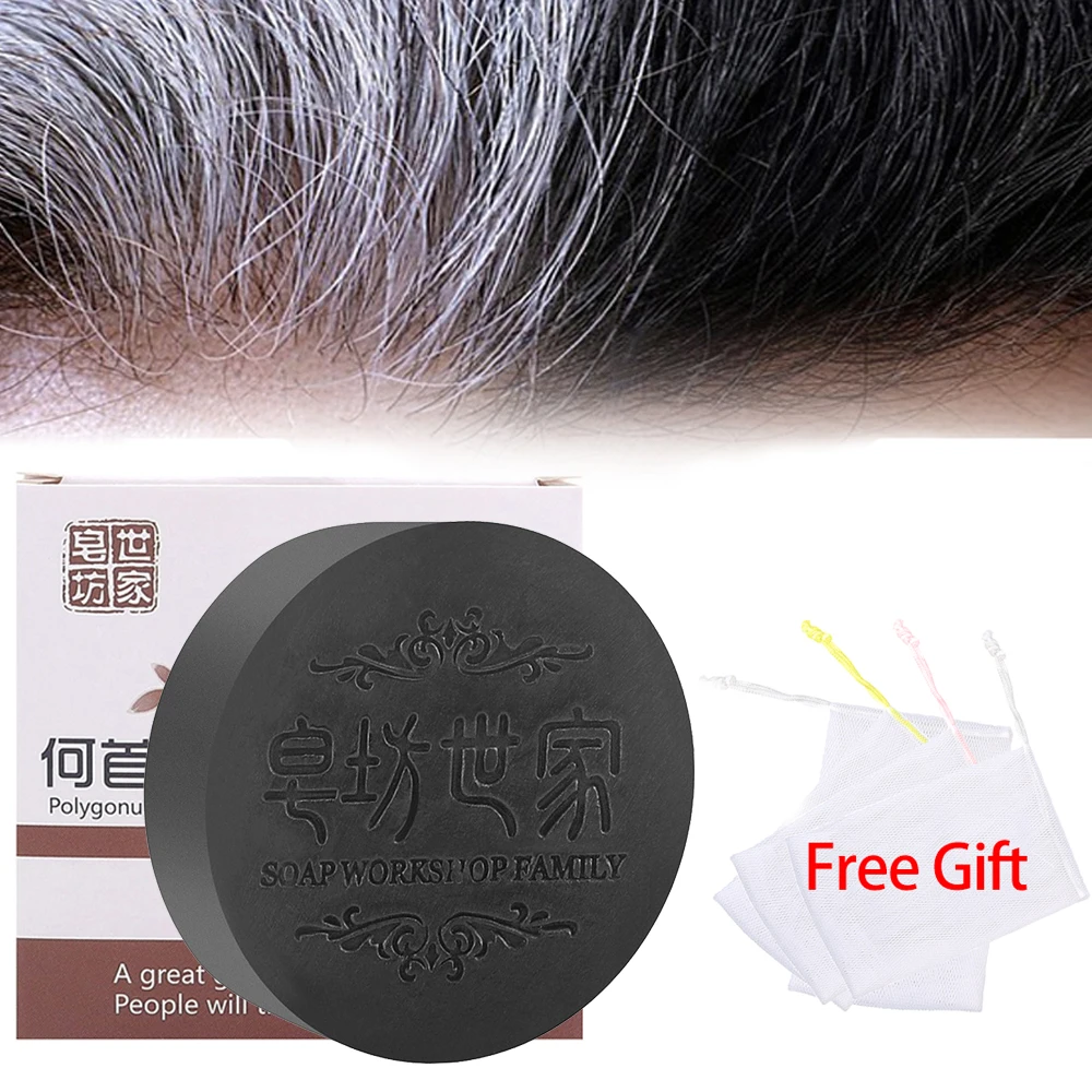 Hair Darkening Soap Shampoo Bar Fast Effective Repair Gray White Color Dye Hair Body Natural Organic Conditioner Hair Care Suit