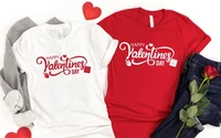 happy valentines day t shirt valentines day short sleeve top tees o neckgift for womens gift for her 100 cotton drop shipping