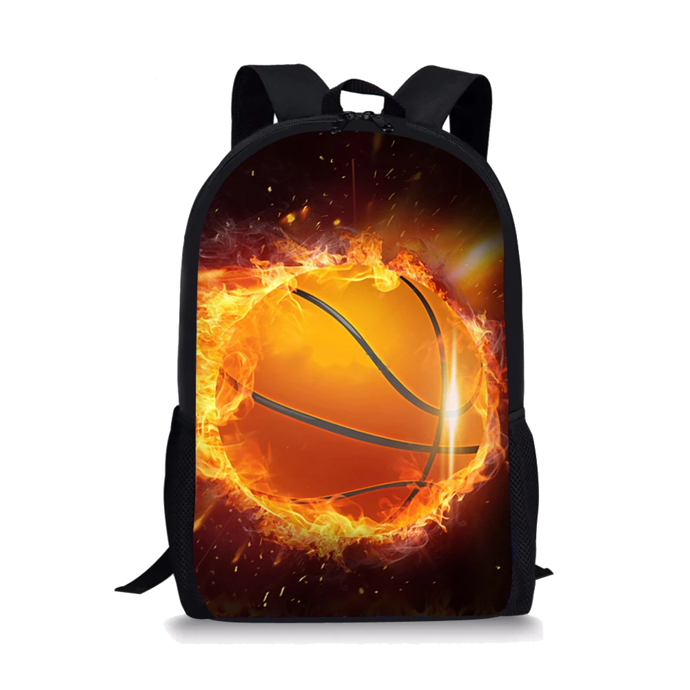 Basketball Print Backpack Portable Casual Outdoor Travel Children's Knapsack Durable Large Capacity School Bags for Girls Boys