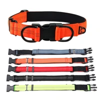 pet reflective dog collar durable strong double d ring safety buckle for big medium puppy german shepherd training collar dogs