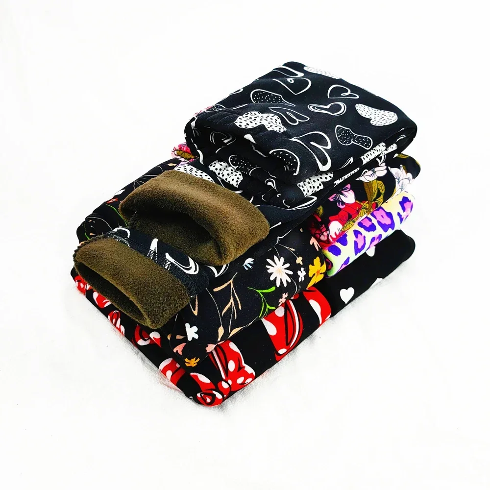 Тонкие флисовые леггинсы для девочек весенне-осенние штаны зимние милые