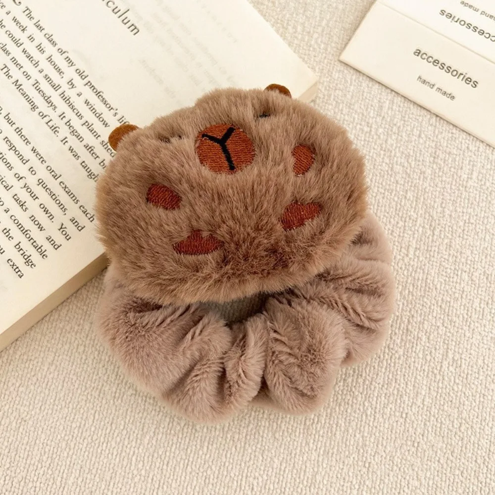 Плюшевые заколки-крабы капибара розовый коричневый