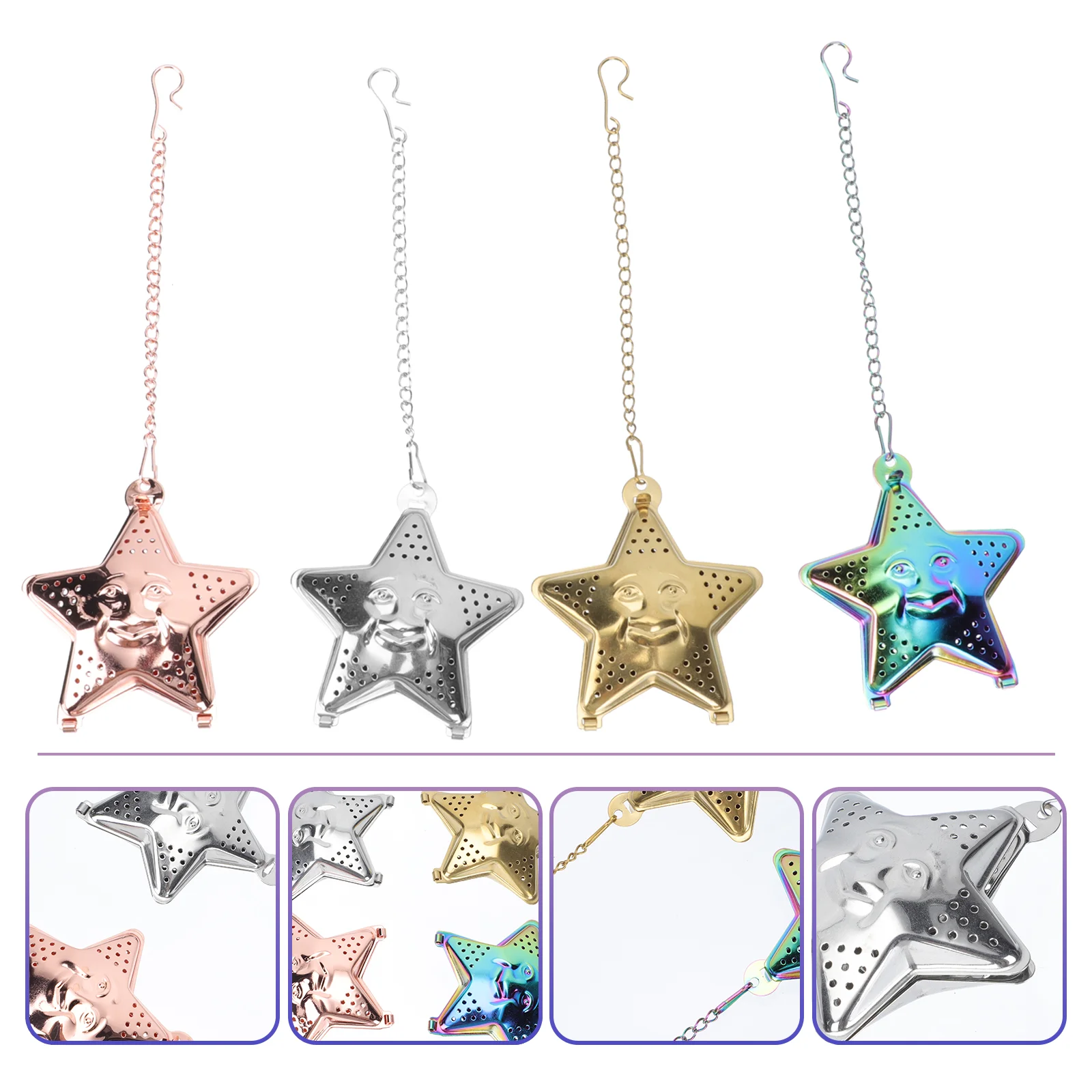 

Tea Strainer Infuser Filter Leafmesh Steeper Loose Novel Seasonings Tool Chainmetal Herb Floating Lovely Strainers Hanging