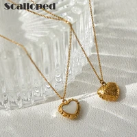 scalloped girls lolita cute shell love necklace quality stainless steel vintage pattern chocker women statement jewelry gift