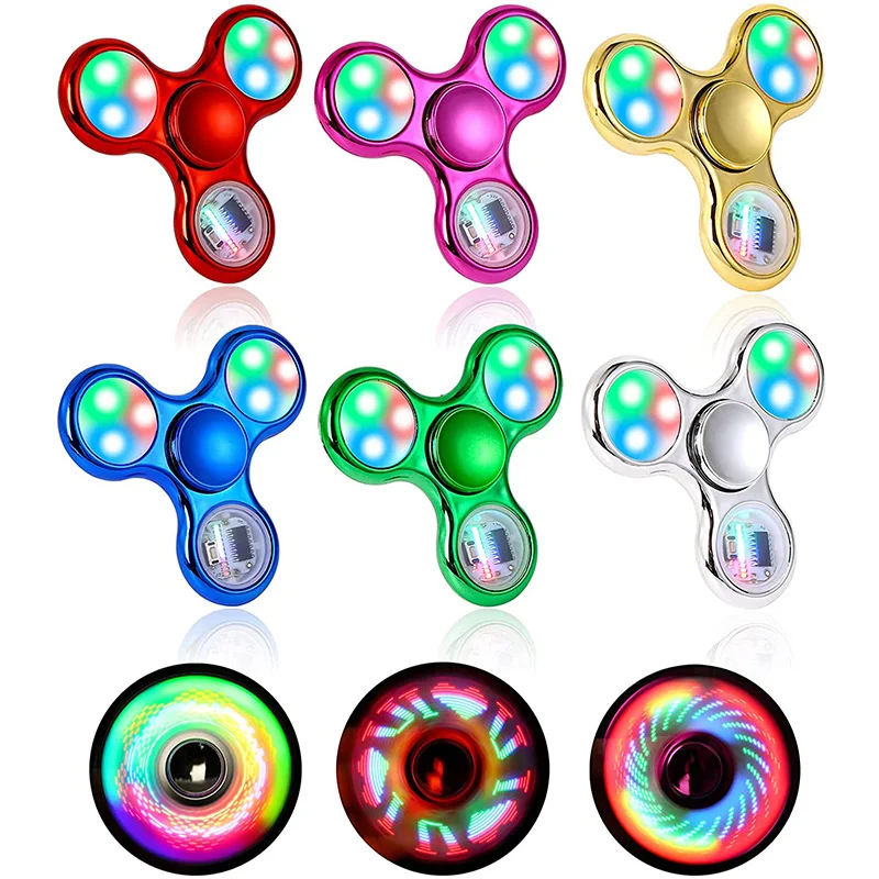 

Kids Toy Led Plating 18 Fingertips Gyro Letter Glowing Hand Spinner Flash Light Fidget Spinner Finger Stress Release
