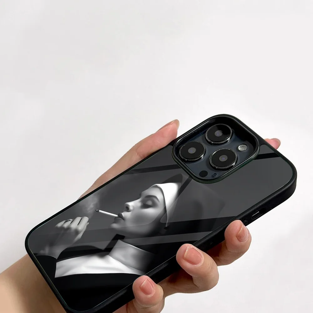 Чехол для телефона с рисунком курительной монахини IPhone 11 12 13 14 15 16 Plus Pro Max