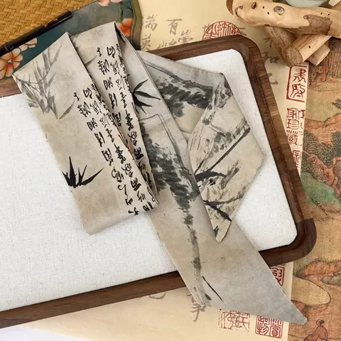Шелковый шарф Retro Long Ink Painting