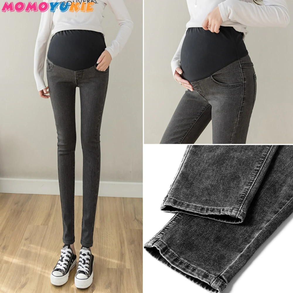 

vintage maternity pants clothing Pregnant woman pregnancy clothes skinny slim high waist elastic jeans grossesse women trousers