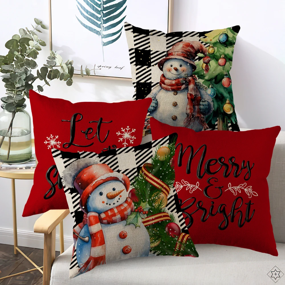 Рождественские Тематические Наволочки 45x45 См С Молнией Льняные Квадратные