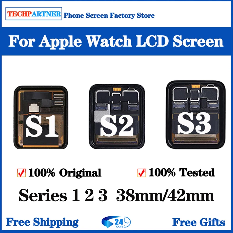 100% OEM Screen For Apple Watch Series 3 2 1 LCD Touch Screen OLED Display Digitizer Assembly Replacement  iWatch 6 SE 38mm 42mm