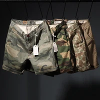 mens camouflage shorts spring summer straight cotton washing outdoor quarter pants plus size retro casual shorts men size 29 36