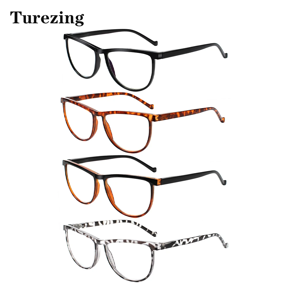 

Turezing 4 Pack Stylish Ultra Light Oval Frame Reading Glasses Spring Hinge Men Women HD Eyeglasses Magnifier+1.0+2.0+3.0+4.0