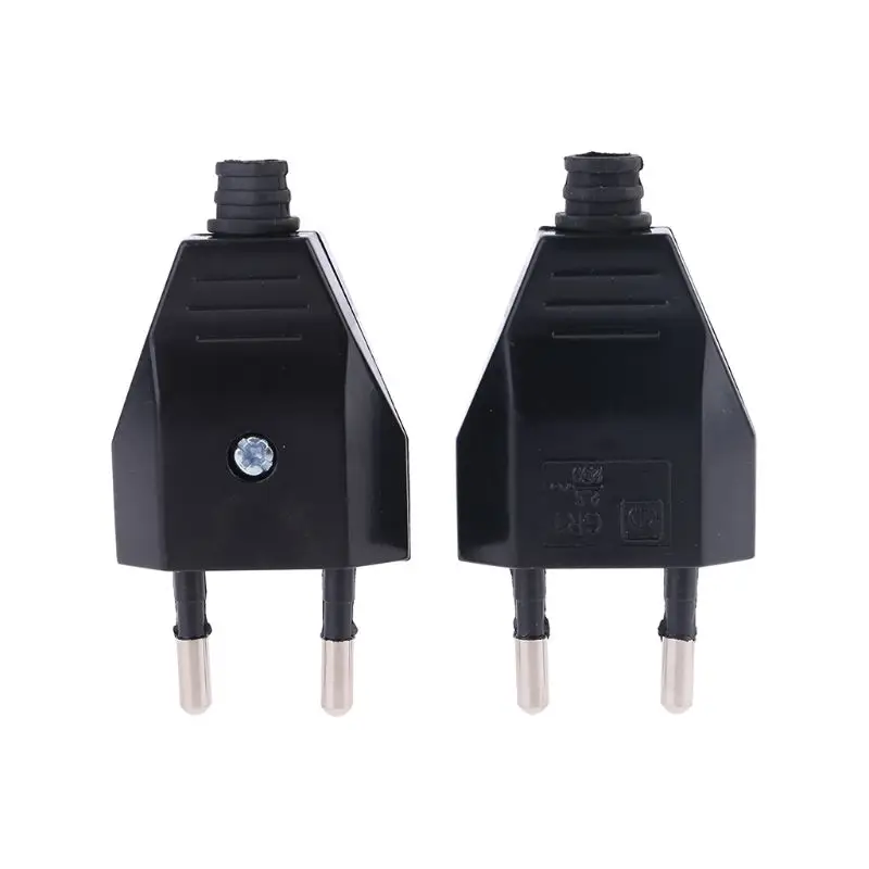 

2 Pcs German Type European 2 Pin Plugs Cables 2.5A 220V Electric Contact
