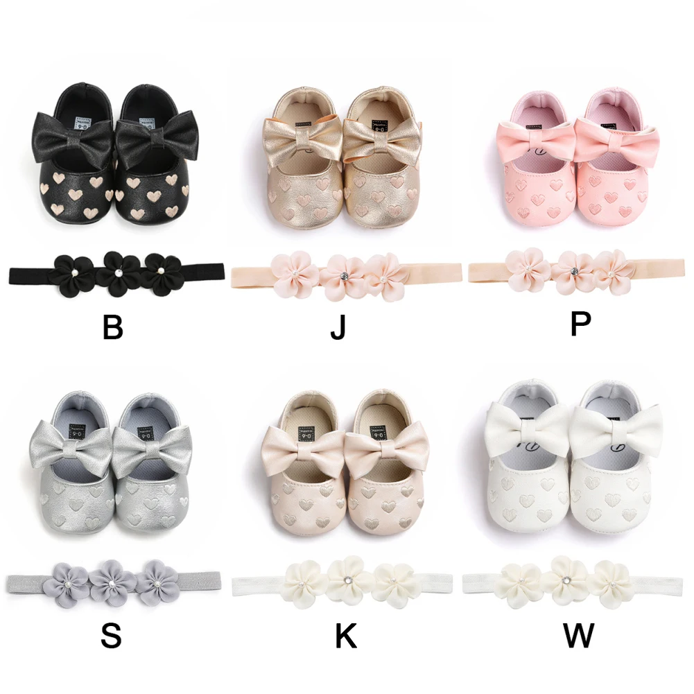 Детская нескользящая обувь с бантом и повязкой на голову |