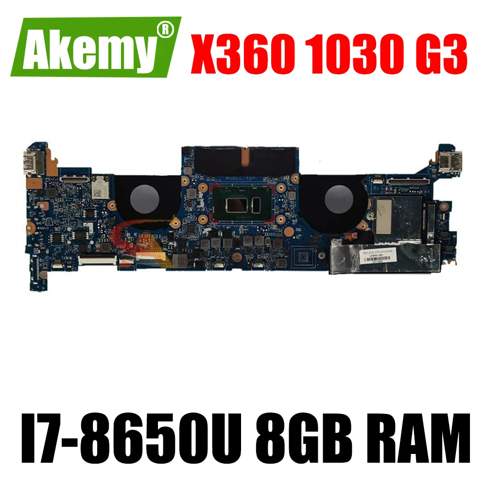 

Akemy L31866-601 For HP ElitebooK X360 1030 G3 laptop mainboard DA0Y0PMBAF0 motherboard with I7-8650U 8GB RAM test 100% OK