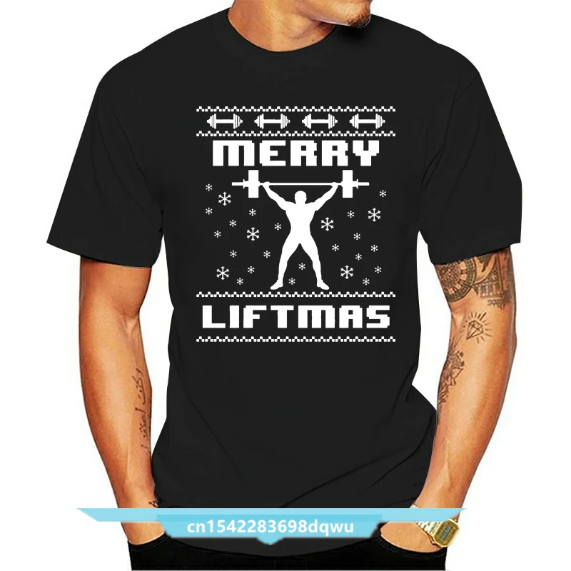 

Merry Liftmas Christmas Gym Shirt *Oldskool Men T Shirt *Full Front*