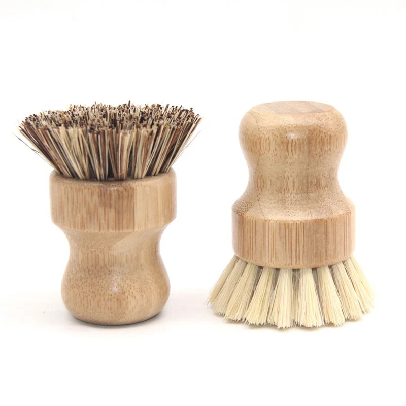 

1pcs Palm Pot Brush Bamboo Round Mini Scrub Brush Natural Scrub Brush Wet Cleaning Scrubber for Wash Dishes Pots Pans Vegetables