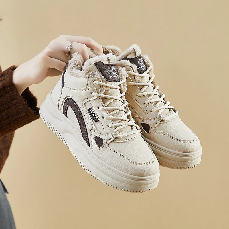 New women's high top plus cashmere cotton shoes fashion comfortable snow boots warm quality casual