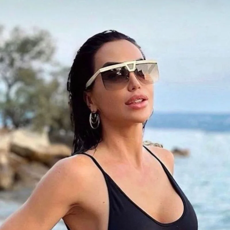 

2023 New Fashion Half Square Sunglasses Women Designer Vintage One Piece Sun Glasses Female Outdoor Goggle Shades Oculos De Sol