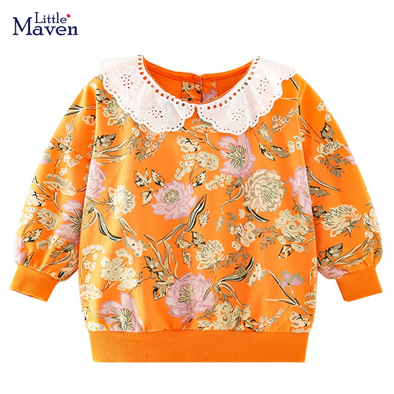 

Little maven 2022 Baby Girls Autumn Pretty Shirt Flower Cotton Sweatshirt Lovely New Fashion Children Tops Clothes for Kids