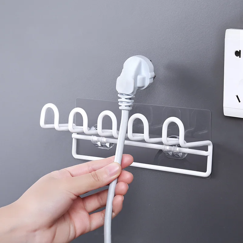 Punch-Free Power Plug Hook Sticker Holder Cord Storage Rack Wall Mounted Kitchen Hanger Plug Bracket Organizer Bathroom