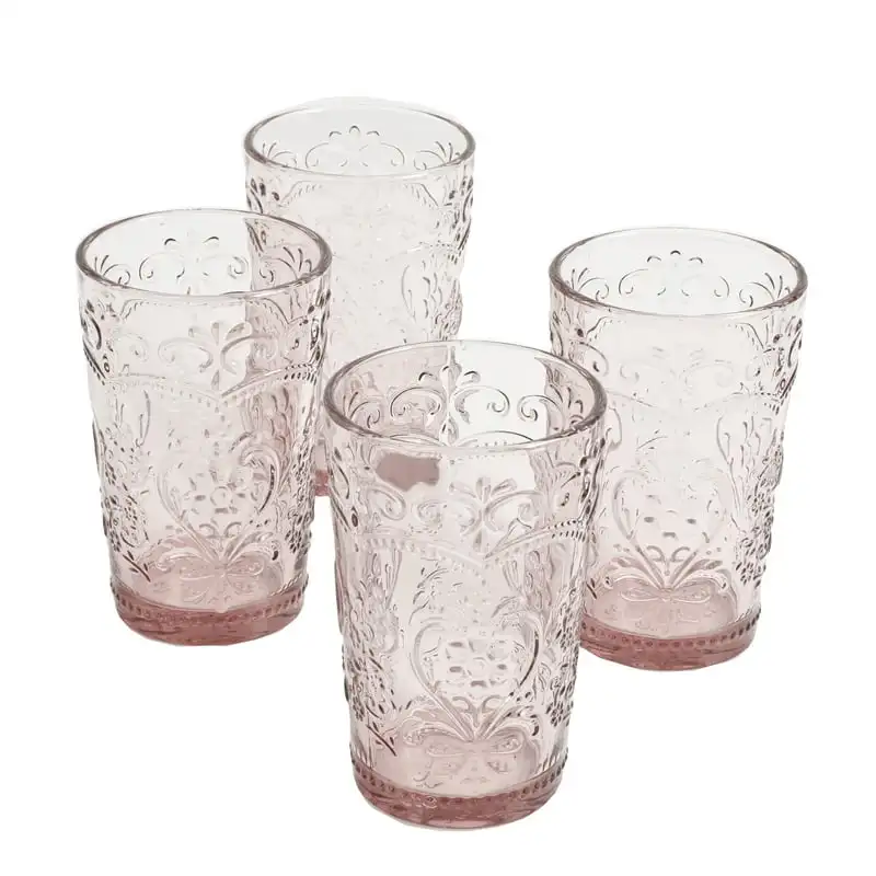 

15.22-Ounce Rose Glass Tumblers, Set of 4 Cucharon Fine mesh strainer Sink drain basket Yogurt strainer Oil strainer Stainless s