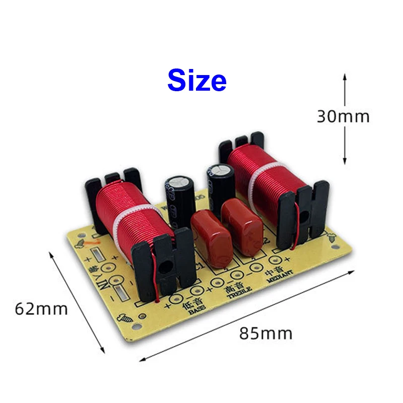 2PCS 150W 3Way Audio Hifi Filter Circuit Board Stereo Speaker Crossover Filters 900Hz/4000Hz 3 Unit Frequency Dividers |