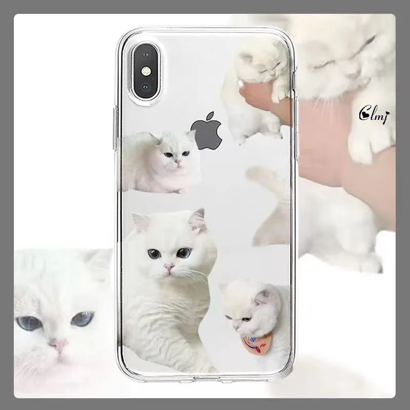 

Clmj Cute Cat Kitten Phone Case For iPhone 11 12 Mini 13 14 Pro X XR XS Max For Samsung Galaxy S22 S23 Ultra Soft Silicone Cover