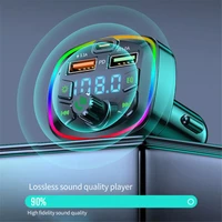 car bluetooth 5 0 charger fm transmitter pd 18w type c dual usb 4 2a colorful ambient light cigarette lighter mp3 music player