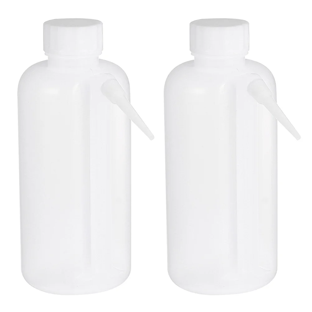 

2 Pcs Plastic Squeeze Bottles Side Pipe Wash Squirt Laboratory One-piece Chemicals White Jars Washing