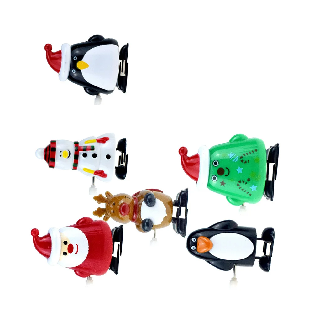 

75x5cm 6Pcs Christmas Clockwork Toy Funny Wind up Walking Animal Toy Lovely Kids Toys ((Santa Snowman Christmas Tree Fat
