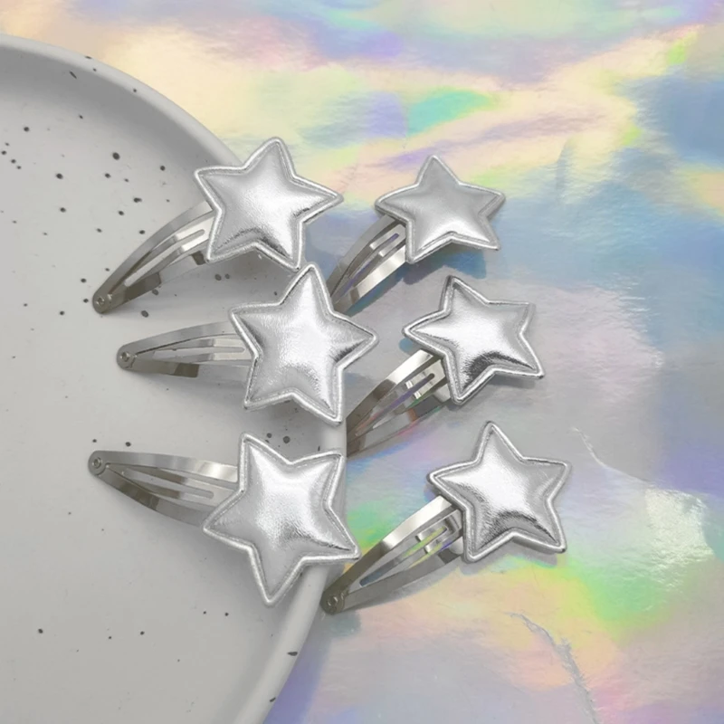 

Звезда зажим Милая крутая девушка пятиконечная звезда кожаная заколка для волос BB зажим челка