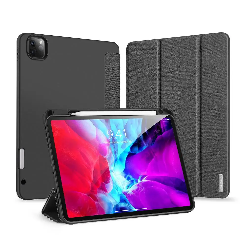 

For iPad Pro 12.9 2020 Fall Resistant Smart Stay Cover Leather Protective Case with Pen Holder