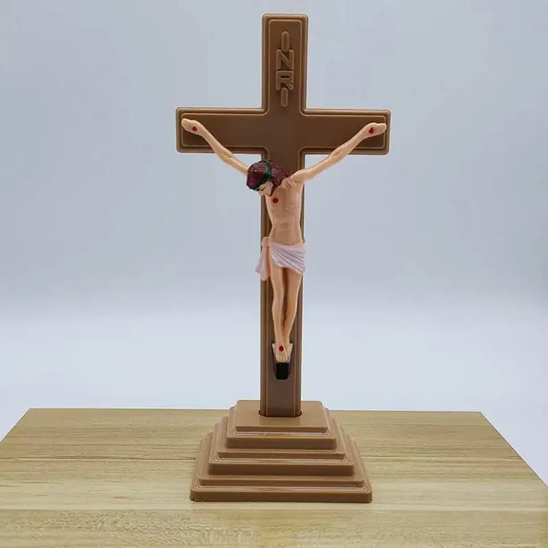 Cross standing. Подсвечник с фигурой Христа. Иисус из дерева на подставке. Светящийся крест стол. Фигурка Иисуса 2д.