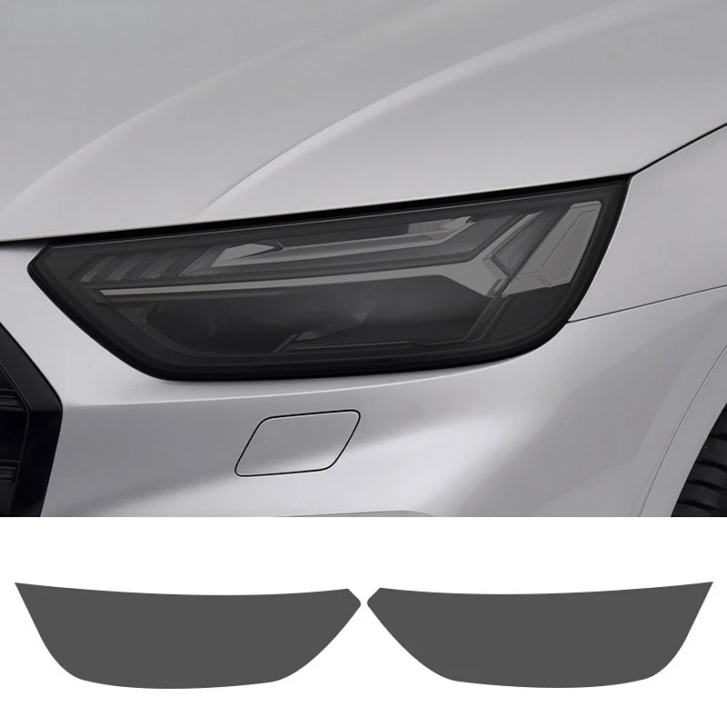 2 Pcs Car Headlight Protective Film Transparent Smoked Black TPU Sticker For Audi Q5 2009-On SQ5 8R FY 2021 2022 Accessories