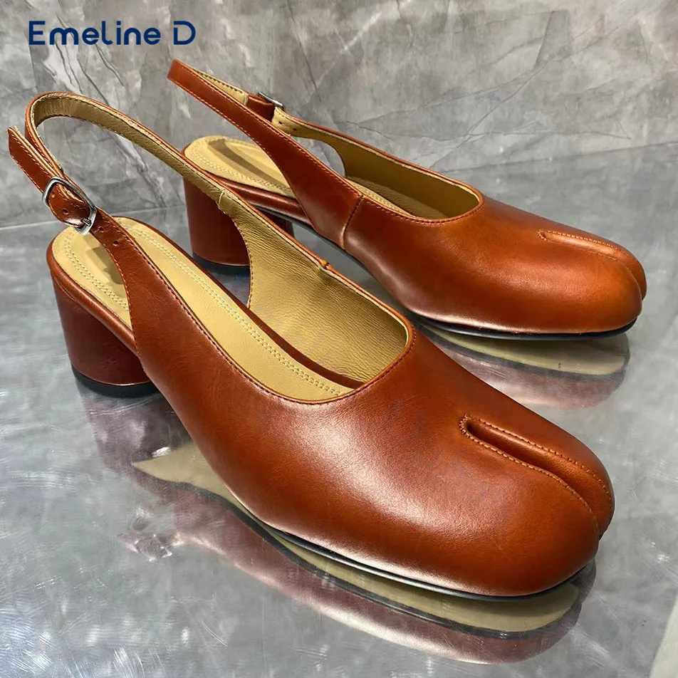 Коричневые туфли без шнуровки таби однотонная кожаная повседневная обувь на